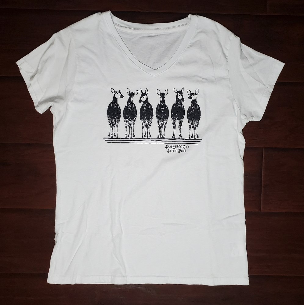 SAN DIEGO ZOO White Zebra Graphic Short Sleeve Tee